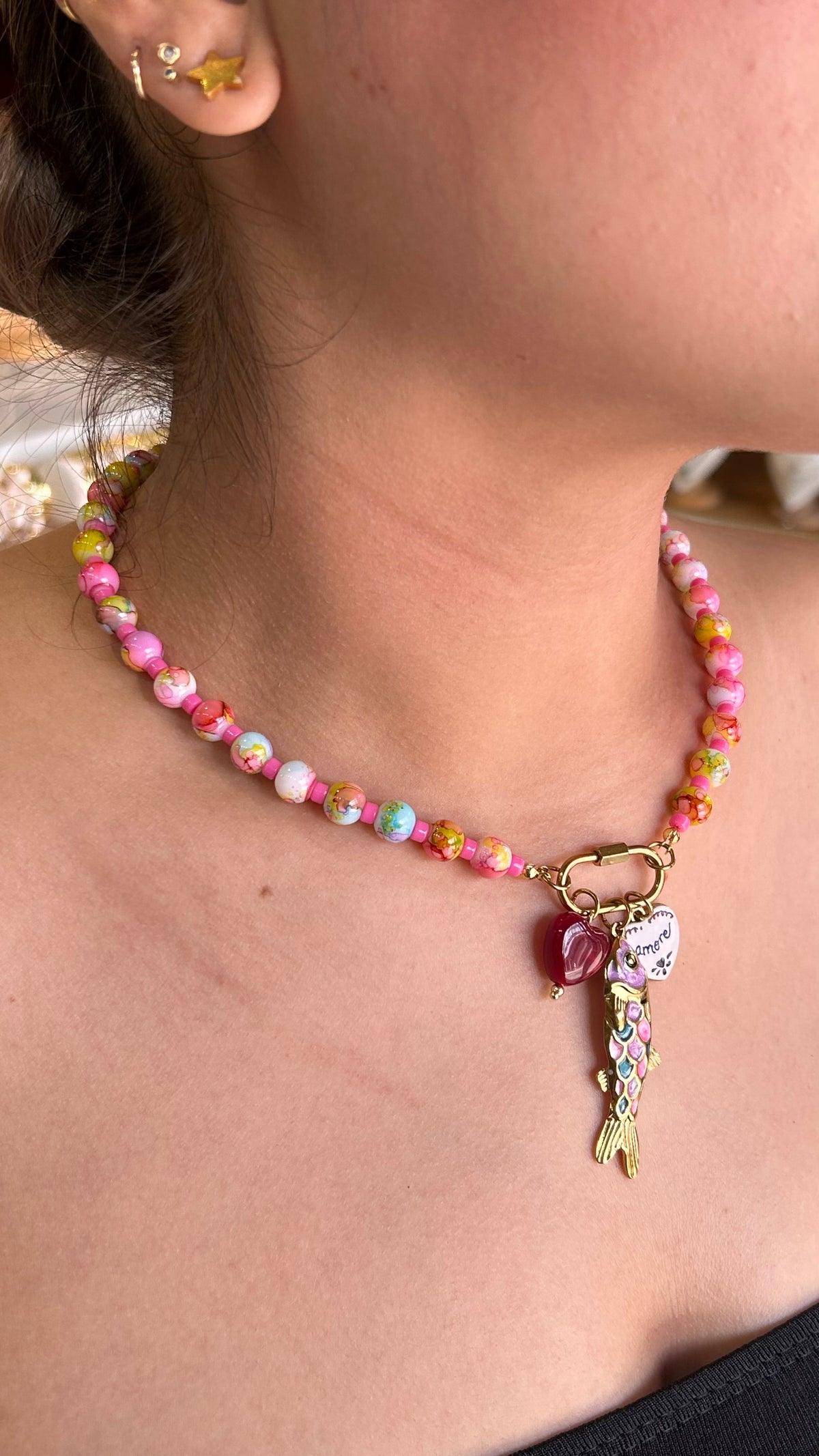Collar Bali Rosa & Charms
