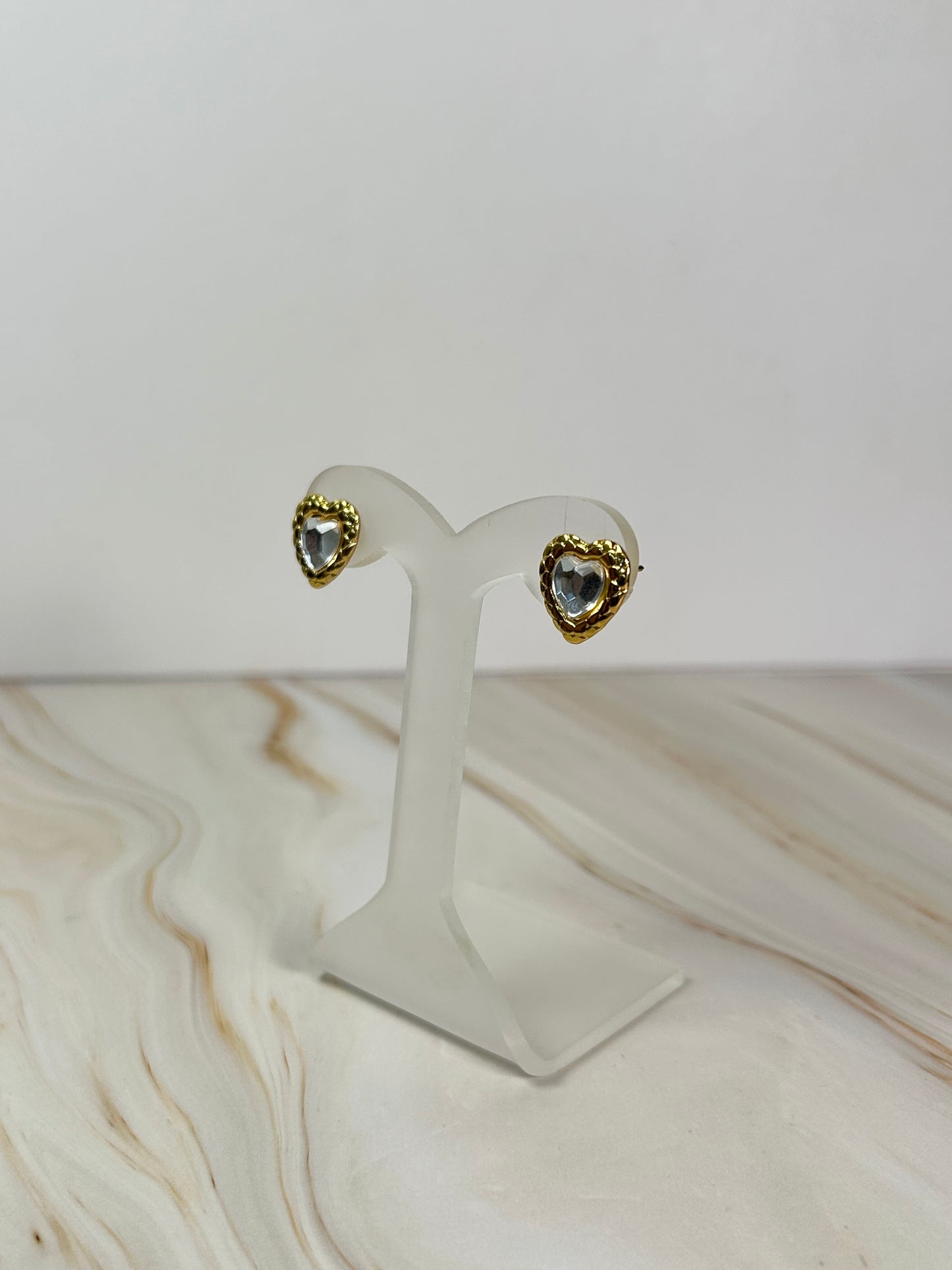 Aretes corazón de cristal