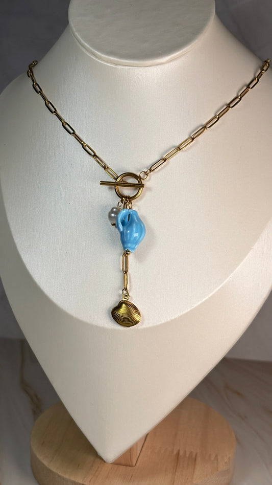 Collar concha azul chain