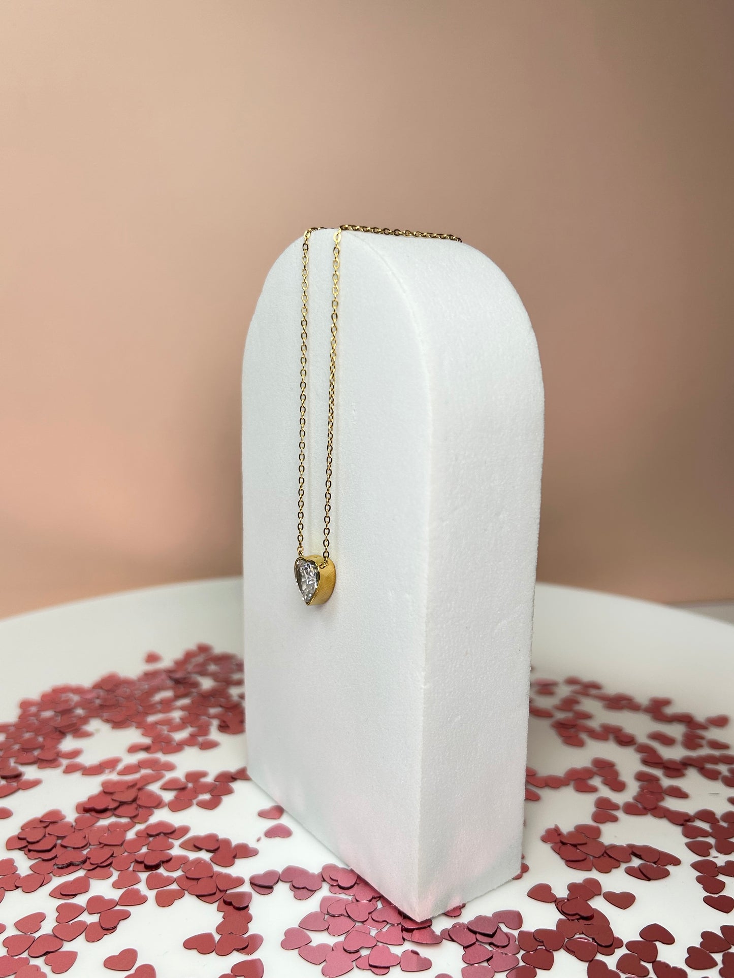 Collar corazón cristal blanco