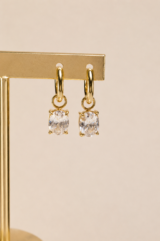 Aretes hoops grandes piedra