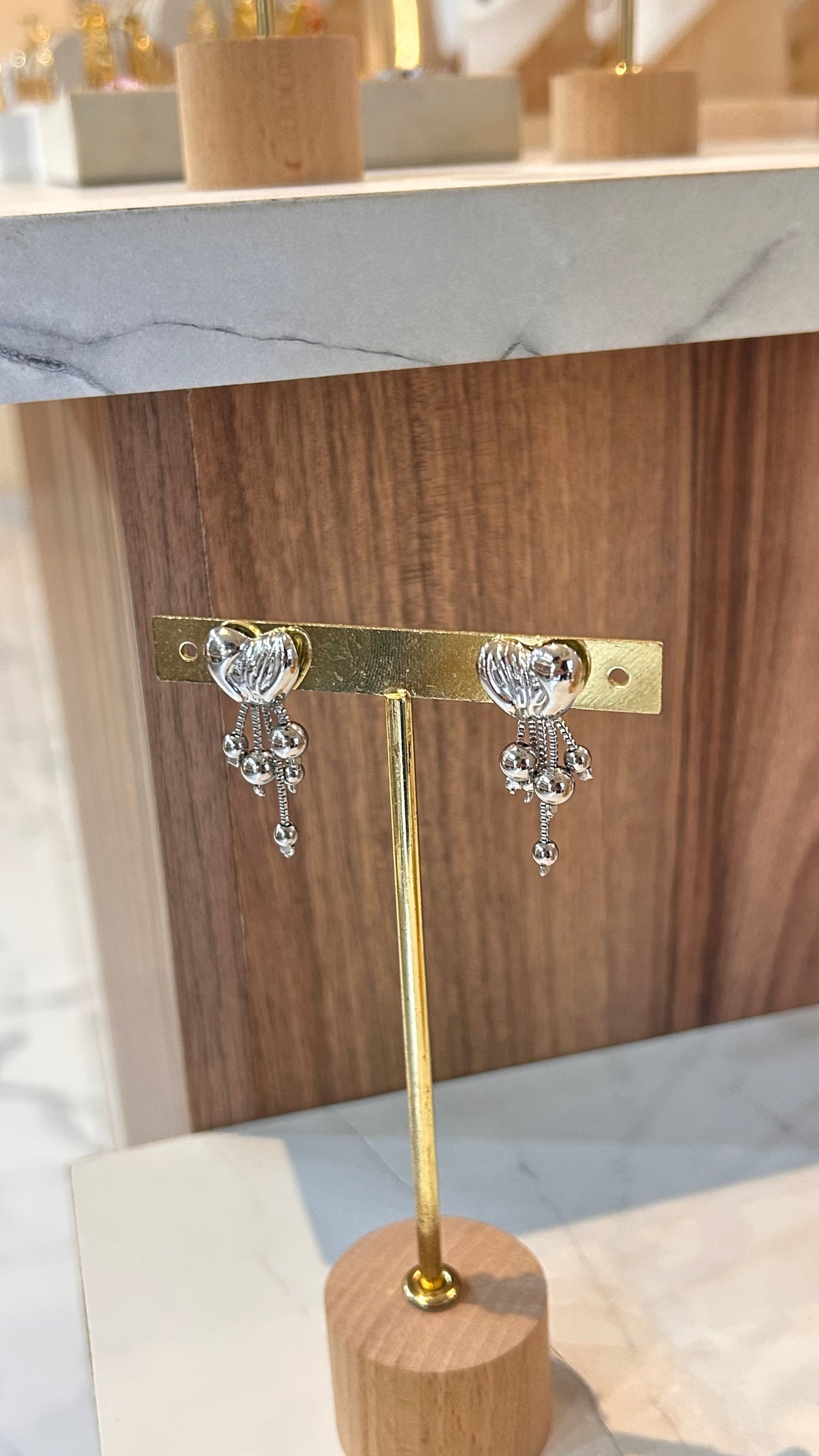 Aretes melted silver heart