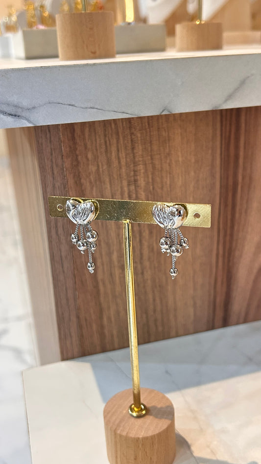 Aretes melted silver heart