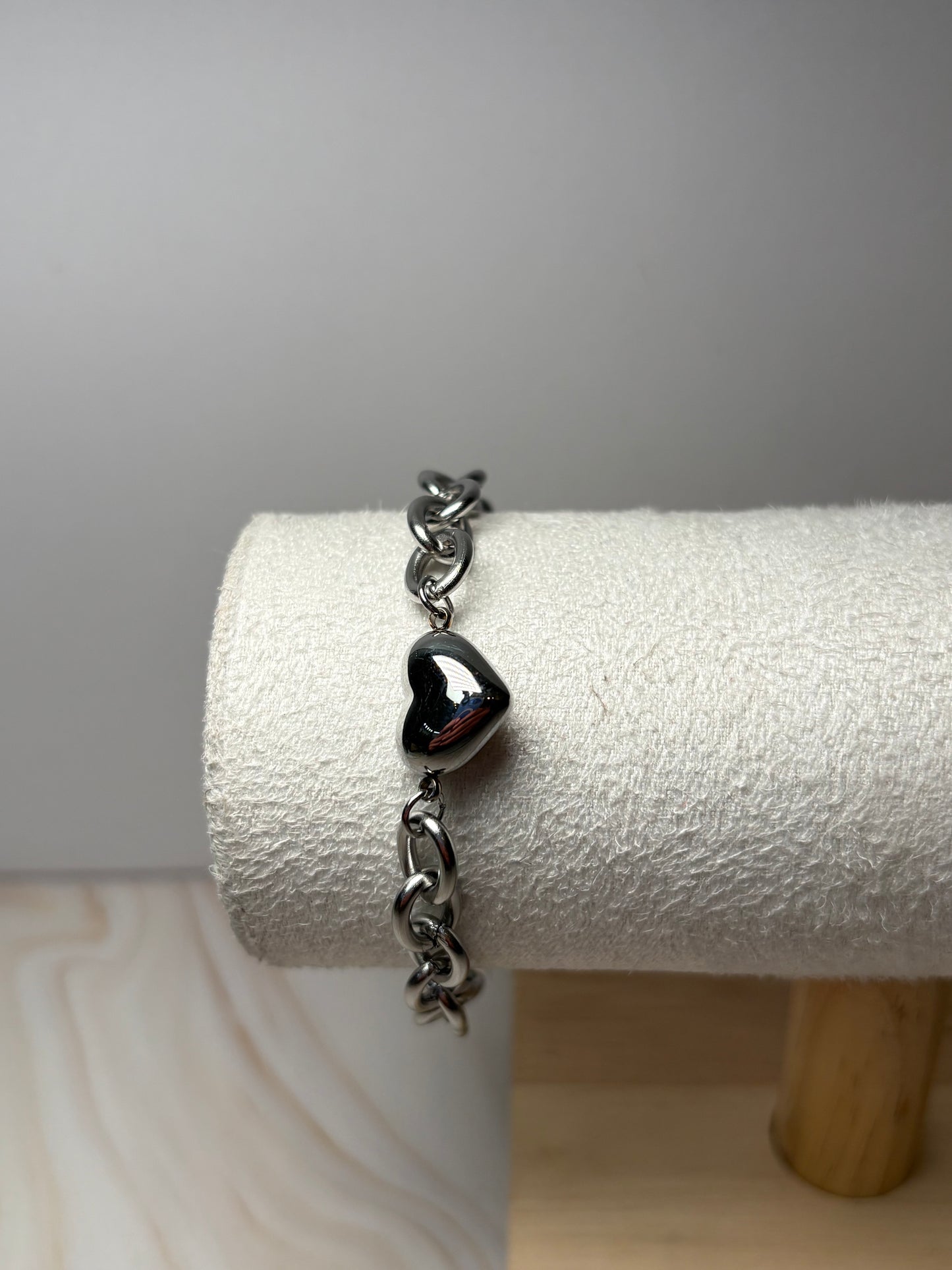 Pulsera corazón chunky plata