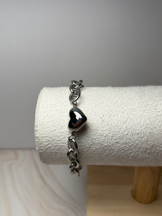 Pulsera corazón chunky plata