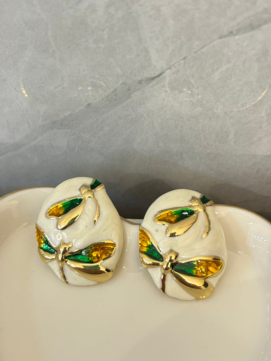 Aretes colibrí blanco