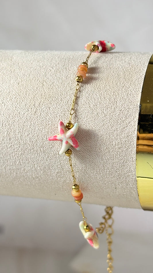 pulsera estrella de mar rosa