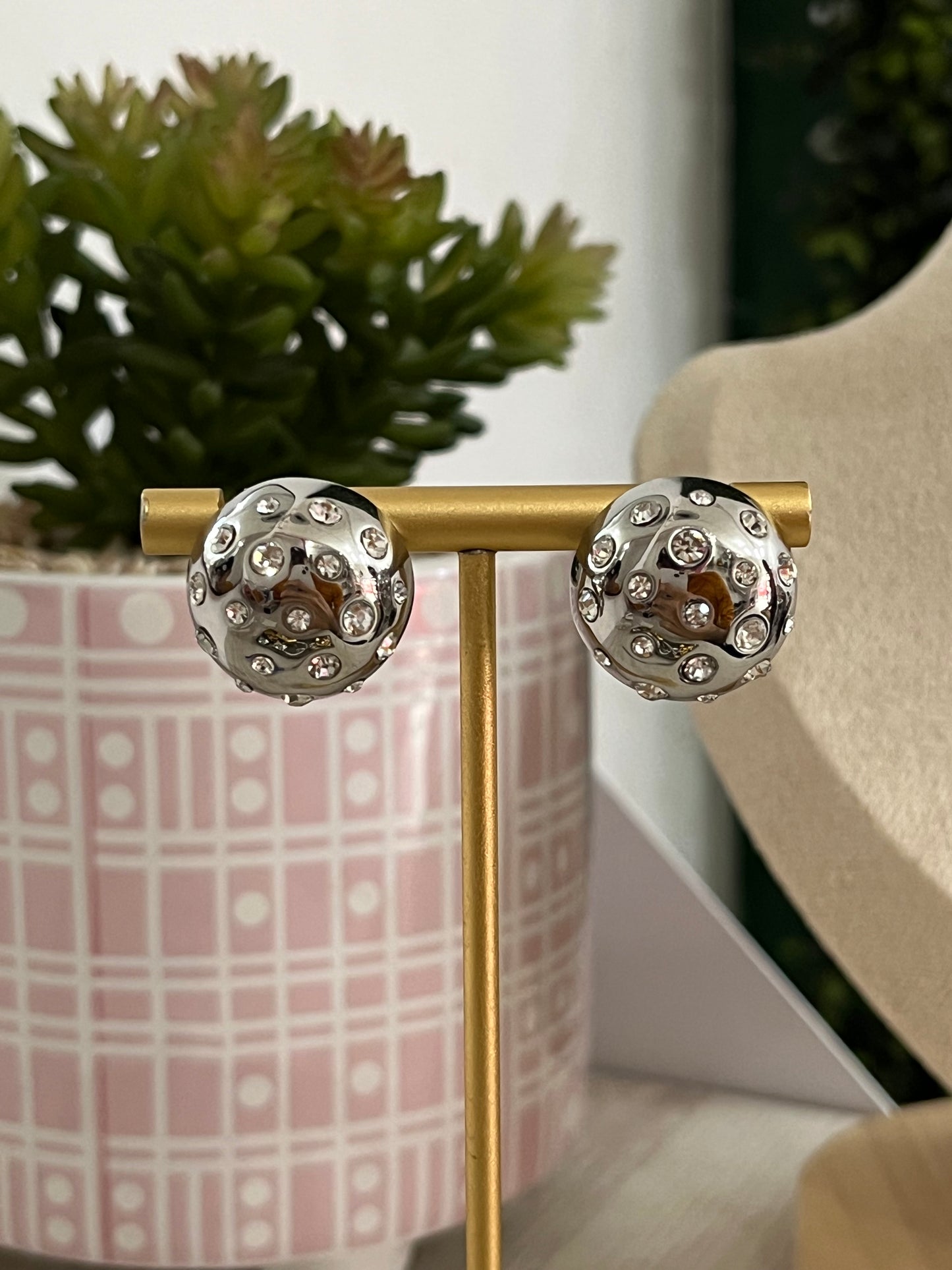 Aretes Ball Diamond Silver