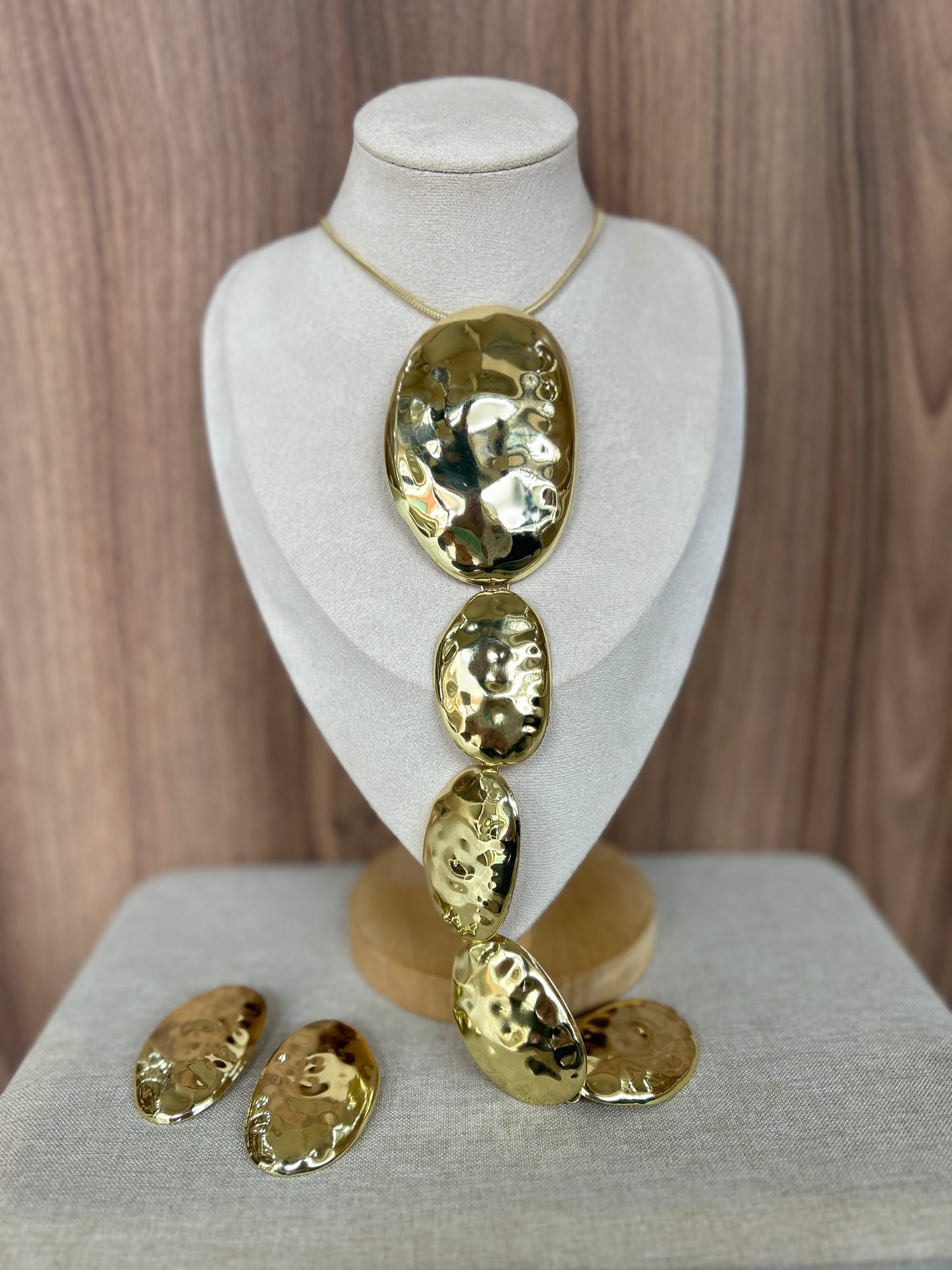 Collar & Aretes Maxi Stones dorado