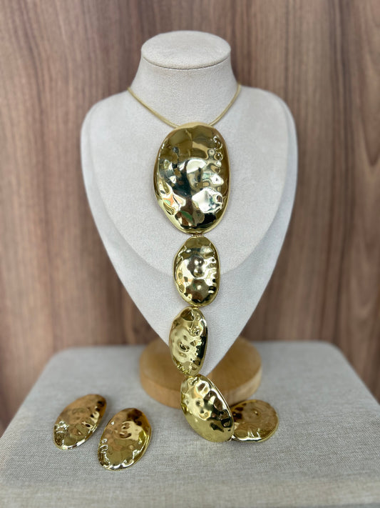 Collar & Aretes Maxi Stones dorado