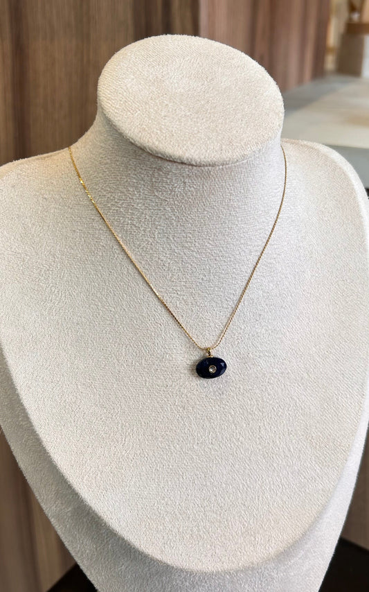 Collar gema mini azul noche