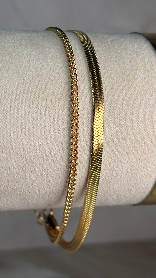 pulsera doble lisa cadena dorada