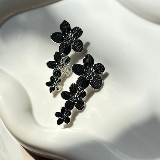 Aretes Trio Flor Plata