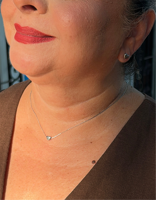 Collar & Aretes Heart Silver