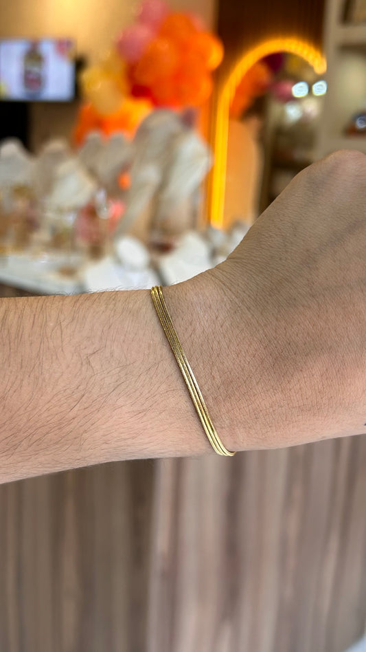 pulsera triple liso dorado