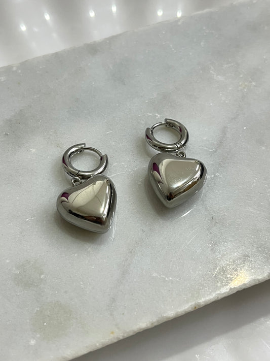 Hoops corazon mini plata