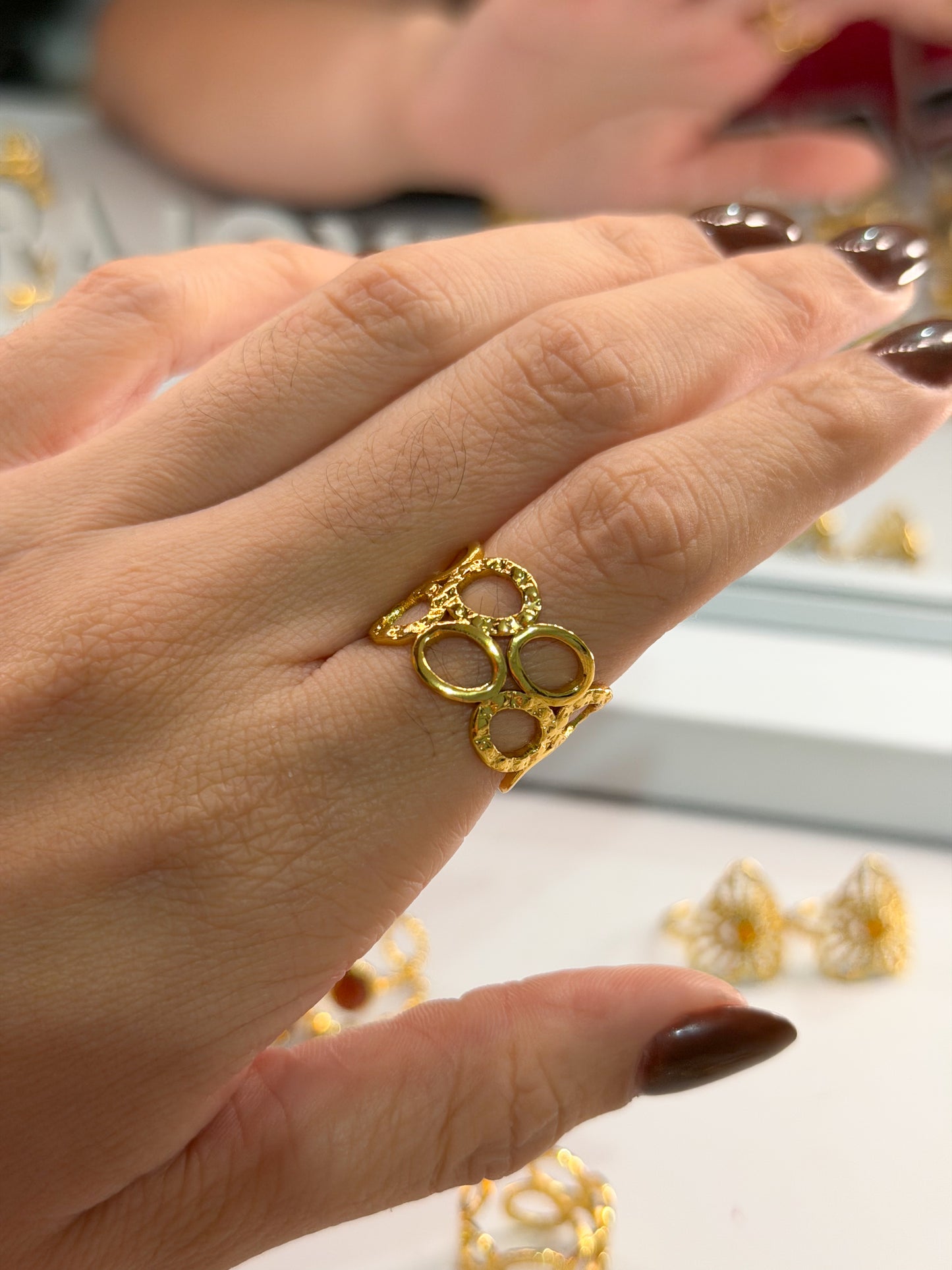 anillo doble basico circular dorado
