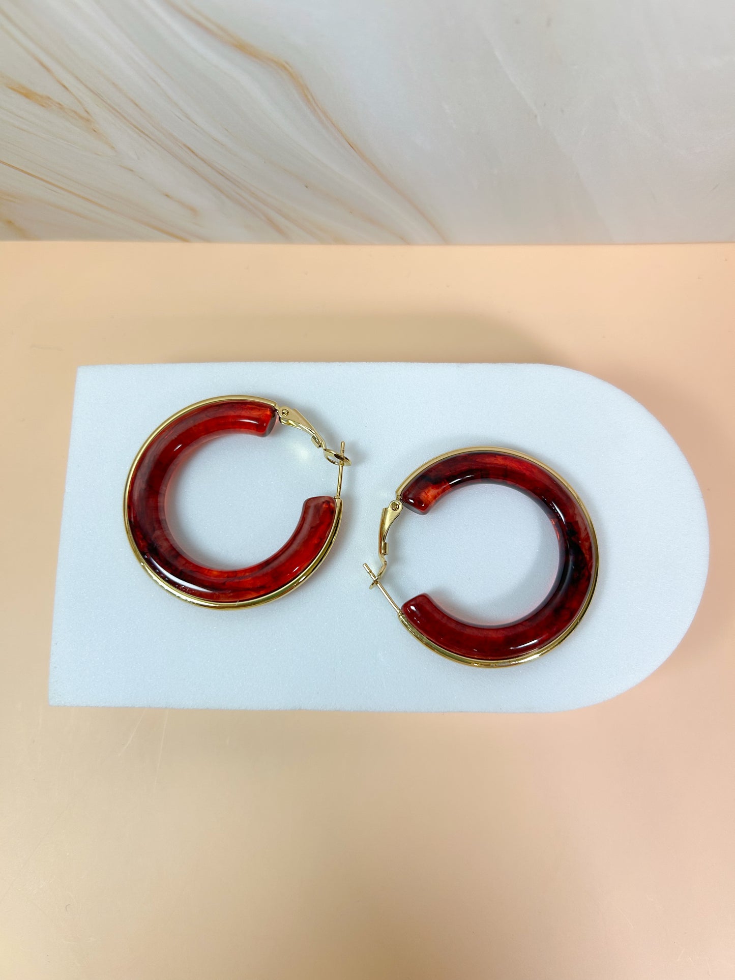 Arracadas mármol rojo