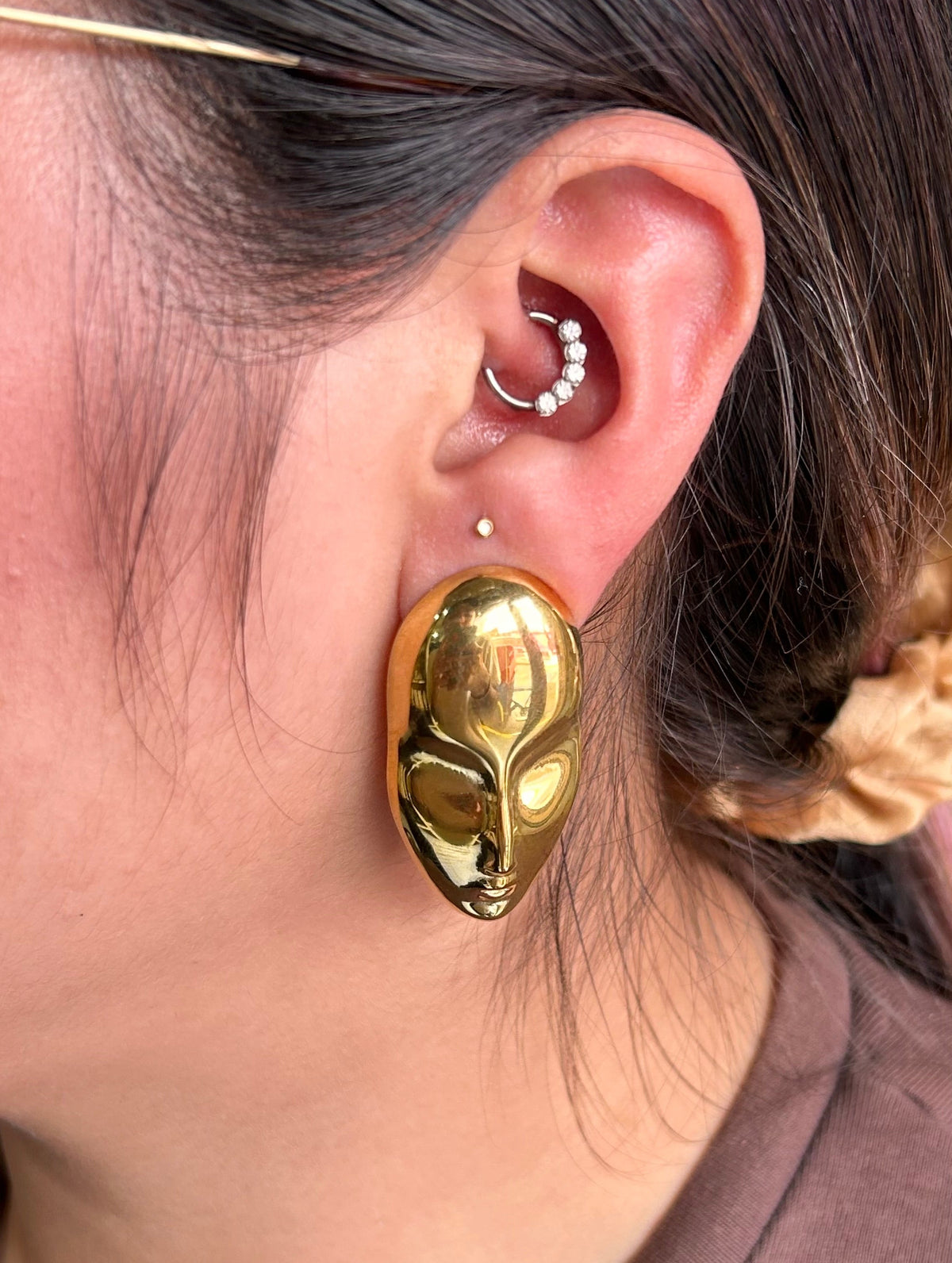Aretes visaje dorado