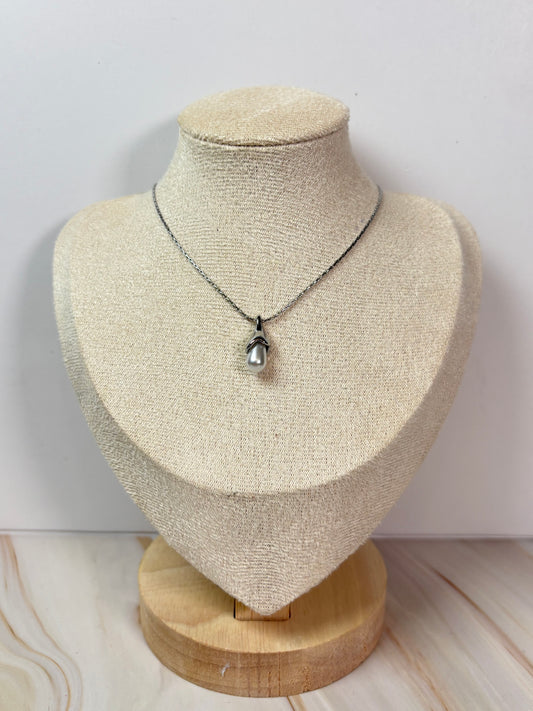 Collar gota perla plata