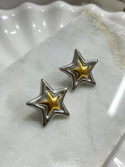 Aretes Maxi Estrella Bicolor