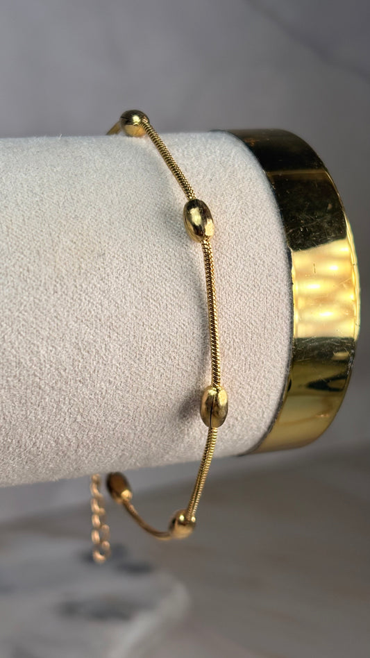 pulsera basica balines dorado
