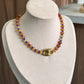 Collar corcho piedras naranja azul