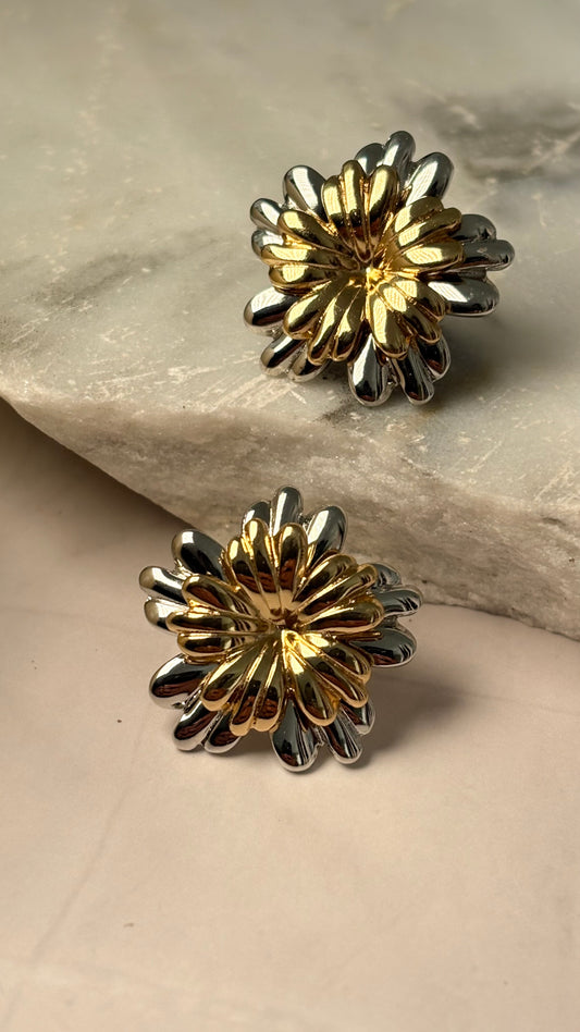 Aretes Flor Mini Bicolor