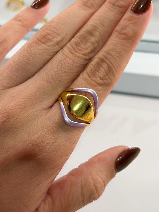 anillo triple dorado morado