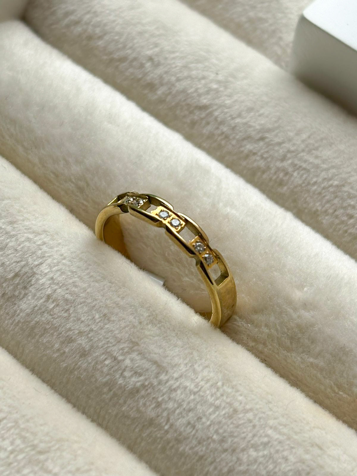 Anillo cadenas brillo dorado