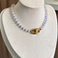 Collar corcho piedras blanco morado