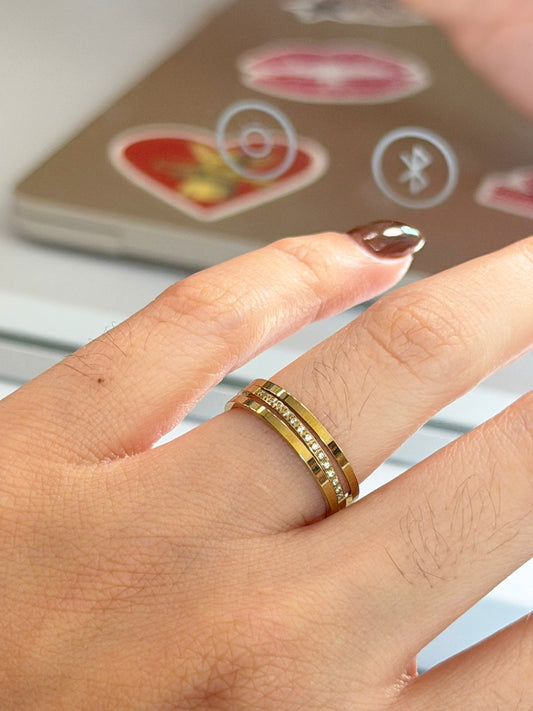 Anillo triple banda con brillito