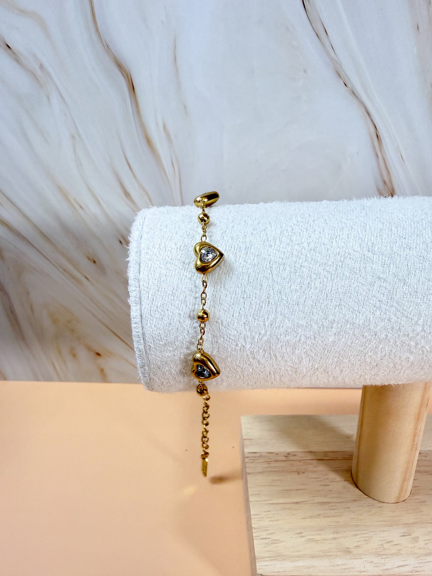 Pulsera heart glitter golden