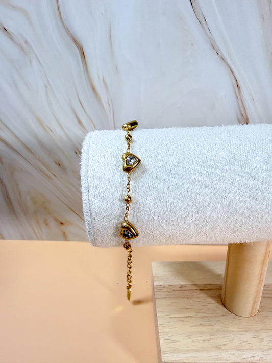 Pulsera heart glitter golden