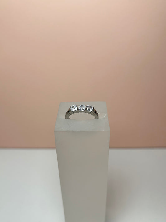 Anillo cristales triple silver