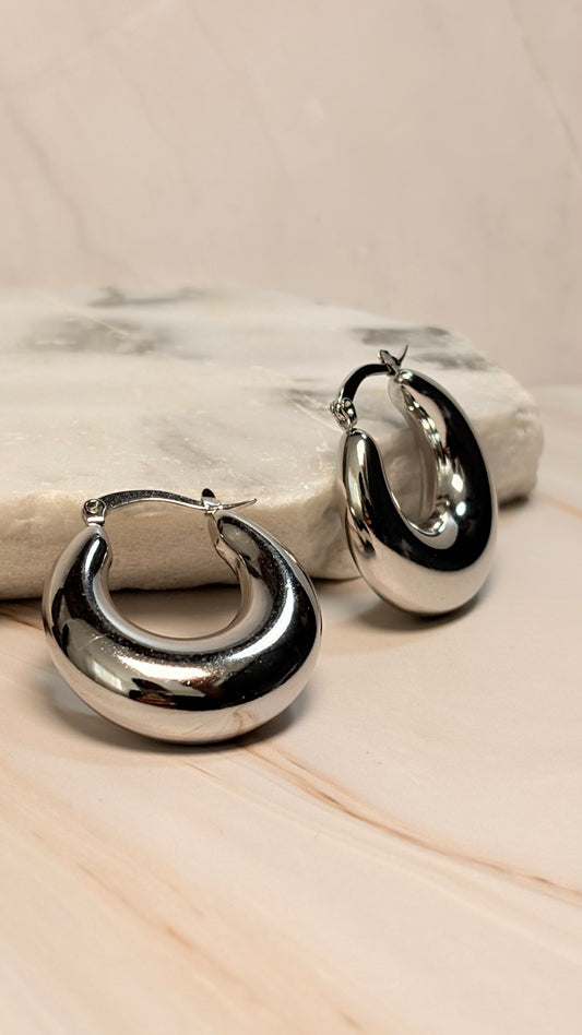 Aretes media luna plata