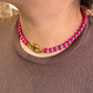 Collar corcho piedras fiusha azul