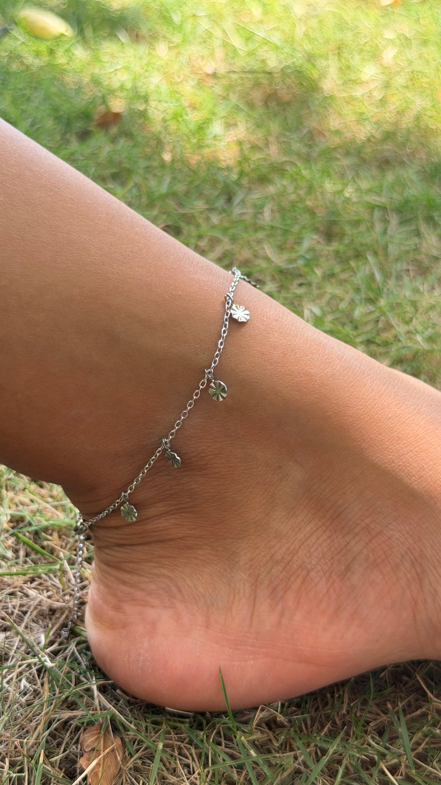 Tobillera dijes circular plata