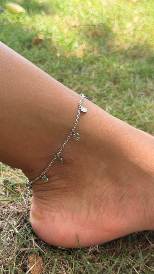 Tobillera dijes circular plata