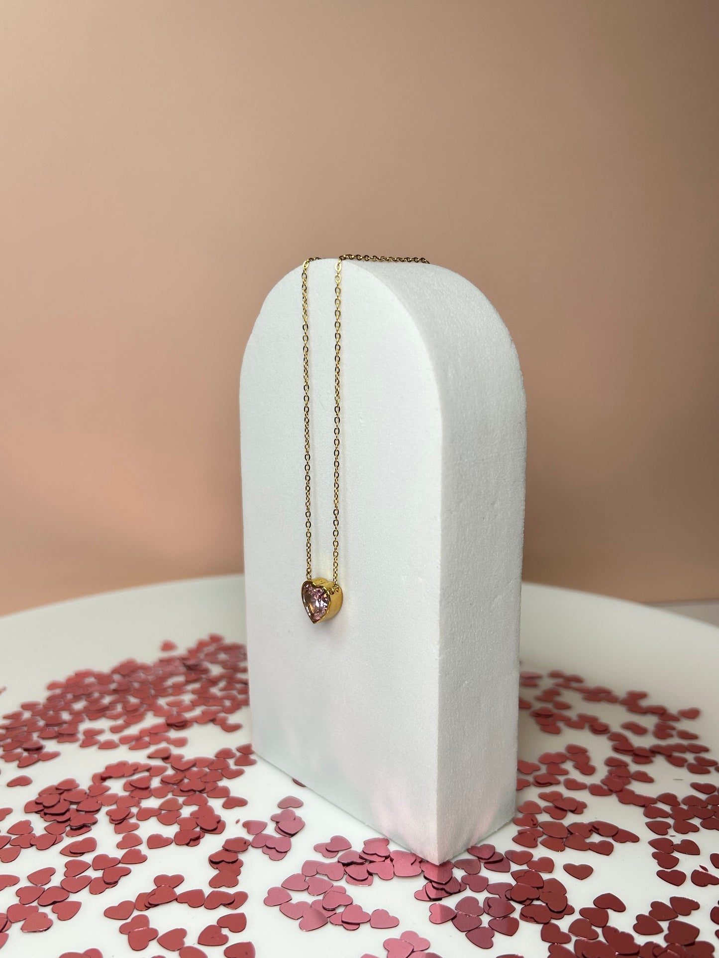 Collar corazón cristal rosa