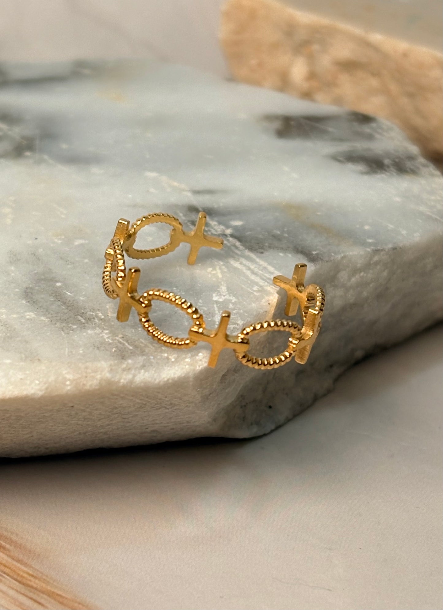 Anillo cruz mini circular