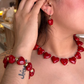 Collar, Aretes & Pulsera Red Heart