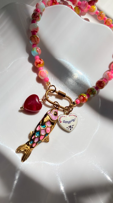 Collar Bali Rosa & Charms