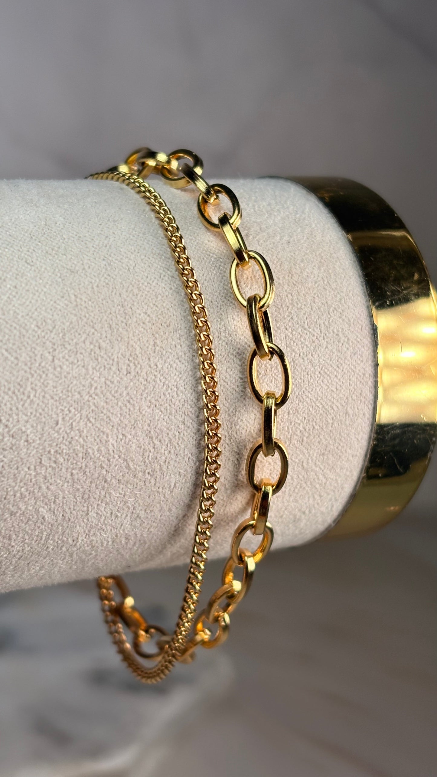 pulsera doble chain eslabones dorado