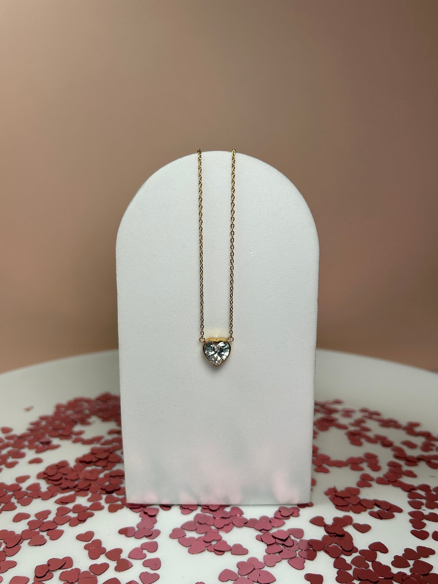 Collar corazón cristal blanco