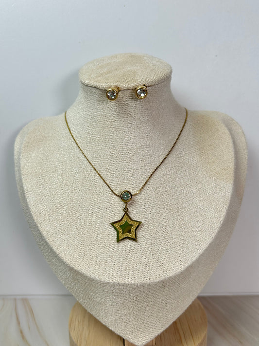 Collar & Aretes estrella dorada