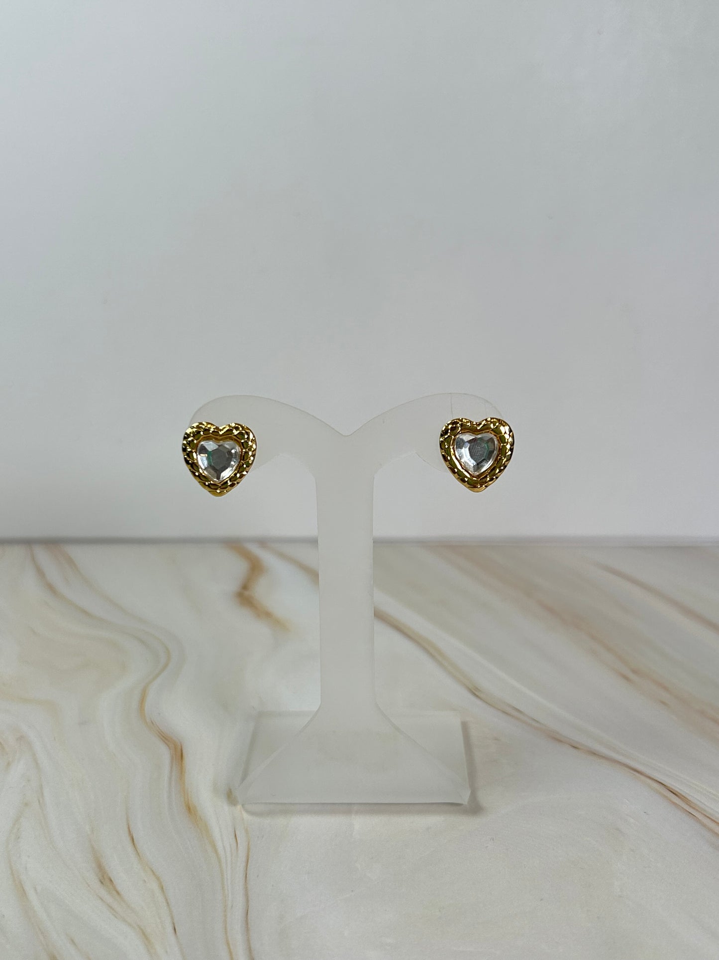 Aretes corazón de cristal