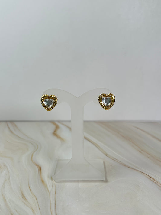 Aretes corazón de cristal