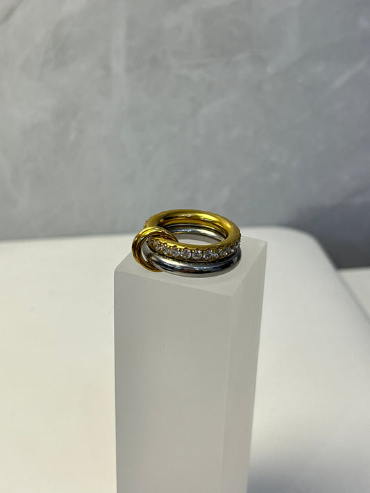 Anillo Doble Aro Bicolor