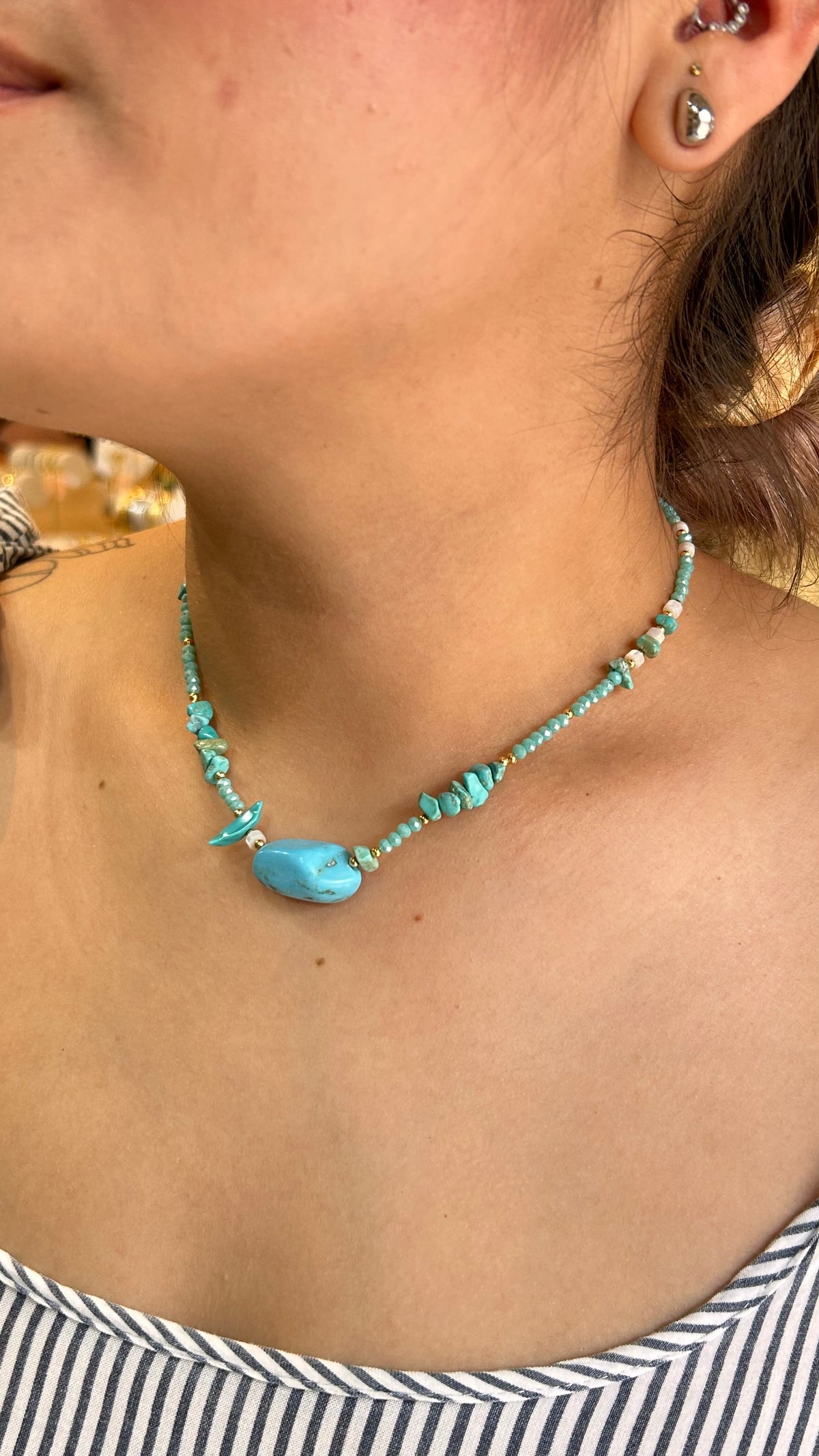 Collar priedas hermosas azul agua